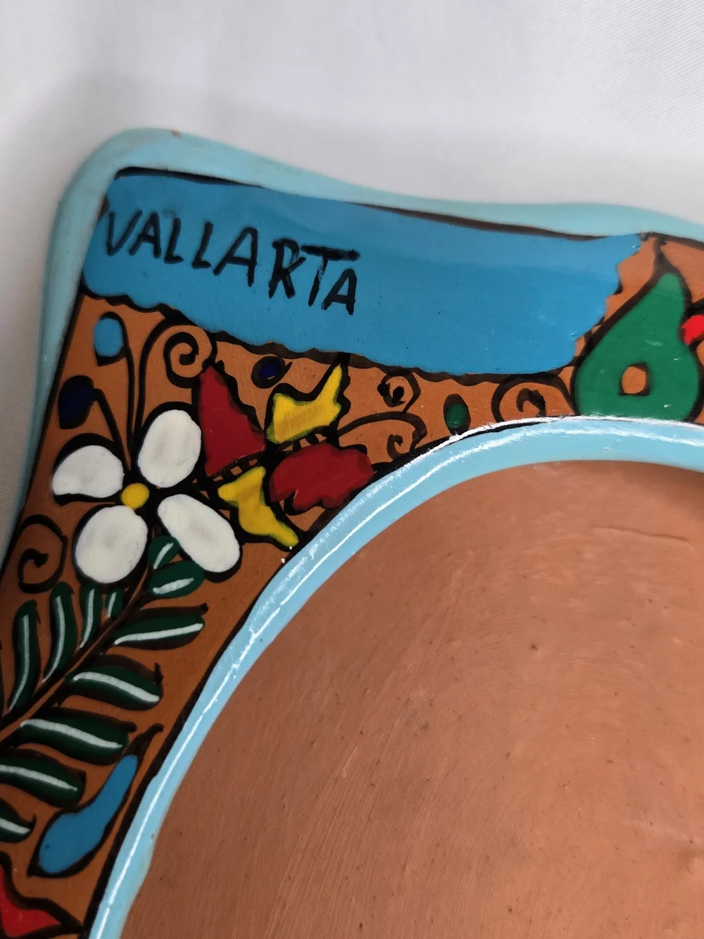 Set of 2 Mexican Talavera Pottery Photo Frames Traditional Folk Art 7.5